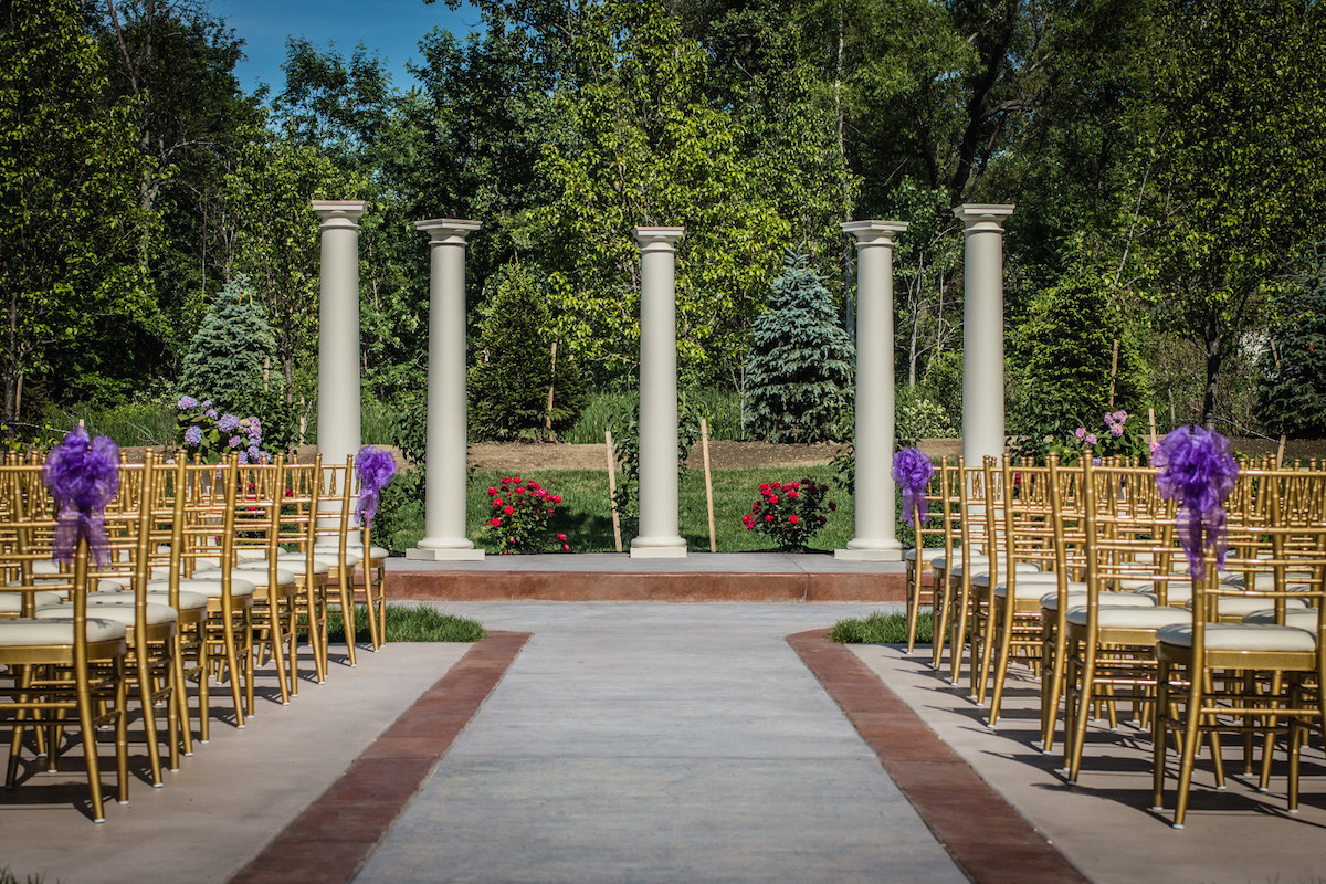 Wedding Ceremony Setting - Outdoor Patio and Garden - The Columns Banquets - Serving Buffalo and Elma NY